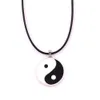 Antique Preto Branco Yin Yang Pentagrama Pingente Reversível Dupla-face Design Taoísta Totem Colar Religiosa