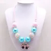 fashion baby chunky bubblegum beads necklace with school bus pendant for girls kids diy rope chain necklace kids gift