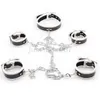 Bondage Slave Chain Fetter Nadgarstek Cuffs Cuffs Collar Ograniczenia Kajdanki Szekla Skóra # R45