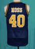 #40 Randy Moss Yellow Blue DuPont High School Basketball Jersey MENS ED Numero Numero personalizzato Maglie