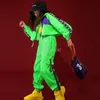 Odzież sceniczna dziecięcy kostium do tańca jazzowego dziewczęca odzież hip-hopowa uliczny fluorescencyjny zielony zestaw nowoczesna wydajność230o