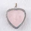 WOJIAER amour coeur gemme pierre colliers pendentif naturel Rose Quartz pierre breloques Style bohème femmes bijoux N3185