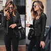 Beskuren Jackor Vår Höst Kvinnor Kort PU Läder Kläder Solid Cardigan Coat Zippers Outwear 2020 Blouson Feminina