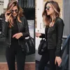 Colhido Jaquetas Primavera Outono Mulheres Curto Pu roupas de couro Sólido Casaco Cardigan Zippers Outwear 2020 Blouson Feminina