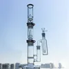 Soffione doccia a cupola da 19 pollici Bong 3 camere Dab Rig Tubi dell'acqua Narghilè dritto Perc Costruisci un bong con raccoglitore di cenere WP522