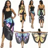 Mujeres Sexy Vestidos casuales Correa de espagueti Mariposa Impreso Sin respaldo Beach Wrap Bikini Cover Up Dress Nuevo 2019