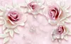 Tapeta świeże i proste 3d tłoczone różowy róża 3d tapety 3d na ścianie Home Decor salon Pokrycie ściany