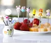 Cute desenhos animados Outros Dinnerware Proteção Ambiental Fruta Forquilha Mini Home Creative Stick Aço Inoxidável Sobremesa Bolo Forks