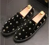 British Men's Trendsetter Gold Sier rivet punk Rock Trendy Casual Shoes loafers Male walking Dress moccasins zapatos hombre