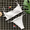 Maillot de bain blanc 2019 Sexy sans bretelles deux pièces Bikinis femmes coupe basse vêtements de plage Biquini Bandage string maillots de bain Monokini