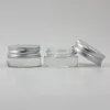 Botellas de crema de vidrio transparente/escarcha de alta calidad de 5g, tarro de maquillaje con tapas de aluminio, embalaje de envase cosmético