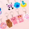 Korean Creative Cartoon Silicon Keyring Kawaii Girls Children Schoolbag Decoration Key Chain Glasses Panda Keychain6509906