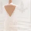 Luxuriöse Meerjungfrau-Brautkleider aus Saudi-Arabien, U-Ausschnitt, volle Spitze, applizierte Kristalle, lange Kathedralenschleppe, Hochzeits-Brautkleider BC0221