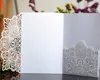 Elegant card invitation customized pocket tri folding business invitation card white blue flower laser cuttingno inner no envelop2847