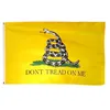 Gadsden Flag 3x5ft Rattle Snake Slitla inte på mig Flagga Historisk Amerikansk banner 100D Polyester Skriv ut Hög kvalitet