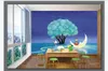 Personalizzato grande murale 3D carta da parati del fumetto luna cielo stellato per bambini camera da letto murale TV muro Sfondo Home Decor Papel De parede