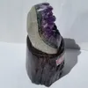 Random 260-300g Natural amethyst cluster quartz crystal geode specimen healing decorating stone healing for home decor WITH WOOD S2587