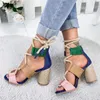 Hot Sale-Fashion Sandaler Heel Pointed Fish Mouth Gladiator Sandal Hemp Rope Lace Up Platform Shoe Y19070203