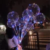 New LED Lights Balloons Night Lighting Bobo Ball Multicolor Dekoracji Balloon Ślubne Dekoracyjne Jasne zapalniczki balony z kijem