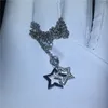 Vecalon Charm Star Shape pendant 925 Sterling silver Diamond Wedding Pendants with necklace for Women Bridal Jewelry Gift