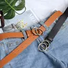 Soft Faux Leather Double Ring Waist Belt Buckle Vintage Decorative Casual Tighten AllMatch Lightweight Long Women Belt Solid Hole4967213