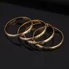 Novas 4 pcs Mulheres Openable Matte Simples Padrão Cuff Braceletes Cor de Ouro Pull Bangles Partido de Casamento Dubai Gold Etiópia Jóias