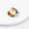 Zomer Rainbow Kleurrijke Pave Crystal Oorbellen Cooper Mini Hoop Oorbel voor Vrouwen Hoge Kwaliteit Partij Klassieke Sieraden