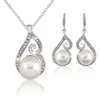 Colliers de perles de cristal de mode argent Boucles d'oreilles Ensemble de bijoux de mariée Ensemble de bijoux Diamond Mariage Pendentif collier de bijoux Boucle d'oreille de Noël cadeau de Noël