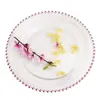 32cm Round Bead Plated Dishes Plates Glass Transparent Western Food Padding Plate Wedding Table Decoration Kitchen Tools GGA3205-1