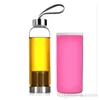 550ml szklana butelka wody BPA Bezpłatna wysoka temperatura odporna na szklaną butelkę wody z filtrem herbaty Butelka Nylonowa