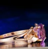 Damska japońska i koreańska wersja kropla wody pierścień szafirowy pierścień róża pozłacanie biżuterii srebrnej