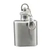 100pcs 1oz Mini Hip Flask Strap Stainless Steel Metal Portable Pocket Flagon Alcohol Wine Bottle With Keychain LX1330