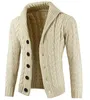 Hot Plus Storlek 3xl Vinter Varm Knapp Sweater Jacka Cardigan Långärmad Stickad Tröja Casual Lapel Neck Jumper Seoul Style