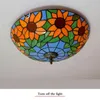 Amerikansk blå sol blomma Retro glaslampa Tiffany Stained Glass Aisle Corridor Balkong Hall Bedroom Taklampa TF053