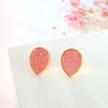 American European Fashion Womens Simple Vergulde Waterdrop Druy Earring 15mm Handgemaakte Druzy Trendy Sieraden Hars Stone Stud Earring