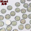 MICUI 300pcs 10mm Crystal AB 평평한 라운드 라운드 라인 스톤 카보 컨 보석 DIY 장식을위한 평평한 등받이 레진 라인석 ZZ649223D