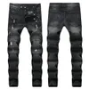Czarne dżinsy Mężczyźni Hole Casual Ripped Jeans Slim Fit Rap Hip Hop Spodnie Proste Klasyczne Plisowane Dżinsowe Spodnie Biker