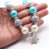 Charmig Snowflake Pendant Girls Halsband Blå / Rosa Chunky Beaded Halsband Baby Pearl Bubblegum Smycken Rope Chain