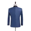 Nowa popularna boczna szczelina Jeden przycisk Navy Blue Wedding Groom Tuxedos Szal Kapel Groomsmen Mężczyźni Formalne Prom Garnitury (Kurtka + Spodnie + Kamizelka + Krawat) W220