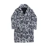 Vinter förtjockad zebra print coat män varm mode parka män bomull lång kappa mens streetwear vild lös jacka manliga kläder