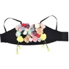 Mulheres Trasles Colorido Flor Appliques Bralette Floral Bordado Floral Com Correias Ajustáveis ​​e Copos Tridimensionais Crop Top XXL