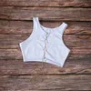 Kvinnor Bikini BH Sexig metallkedja Hålig ut skördetoppar damer Solid Beach Swimsuit Female Water Sports Vest 0505189378565