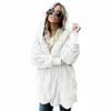 Dames pluche sherpa hooded bovenkleding pocket hoodie jas warme trui outdoor casual uitloper warm plus size jas overjas ljja2844