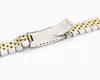 19mm 20mm New 316L Stainless Steel Gold Two tone Watch Band Strap Old Style Jubilee Bracelet Curved End Deployment Clasp Buckle194p