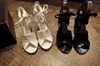 Vente chaude-style coréen ~ B095 34 sandales à talons épais en cuir véritable noué en croix noir blanc designer de luxe piste sexy mode d'été femmes
