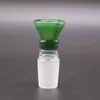 2 Stile grüne Glas-Räucherschüssel-Wasserpfeifen mit Griff 14 mm und 18 mm männlich, schöne Rutsche für Bubbler- und Ash Catcher-Bong-Schalen