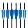 12 pièces 28 "29" 30 "31.5" Spine500 bleu plume fibre de verre flèche pour arc classique composé LongBow ciblage pratique