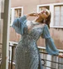 Luxury Mermaid Prom Dresses V Neck Lace Beaded Long Sleeve Evening Gowns With Detachable Train Custom Made Robes De Soiree249O