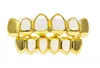 Gold Color Bottom Lower Teeth Four Open Face Tooth Grills Top and Bottom Teeth Set Silver And Gold Tone Hip Hop Grills Set3003642