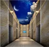 مناظر طبيعية جميلة خلفيات الجداريات سقف 3D خلفية 3D الخيال سماء الليل القمر سحابة سقف جدارية